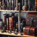 On shelves, strange stuff: figurines, amulets, lockets, ancient swords with jewel-inlaid and gold-and-silver-filigreed hilts, stout wooden boxes and chests reinforced with metal frames.